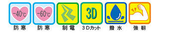 -40度防寒・-60℃防寒・制電・3Dカット・撥水・強靭