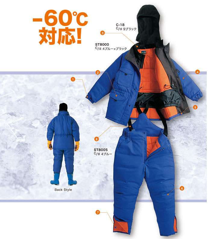 -60℃対応 冷凍冷蔵倉庫用防寒着 作業着 -60℃対応 Thinsulate HI-LOFT 3M